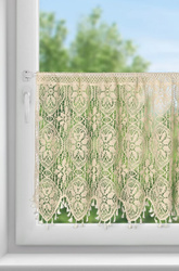 Kuhinjska zavjesa u boho stilu ukrašena suptilnim resama 150x60 cm MOLY tunel