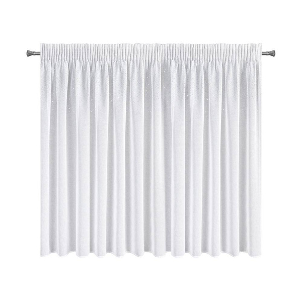 Bijela zavjesa ukrašena srebrnim kamenčićima na traci 400x145 cm bijela boja Nadine