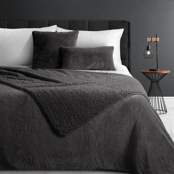 Zimska deka 220x240 cm, dvostrani prekrivač od ugodnog krzna i tkanine s uzorkom janjeće kože, NINA Premium