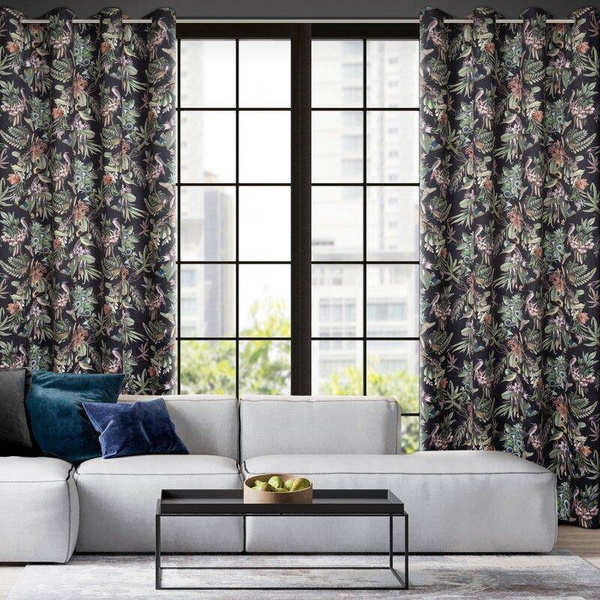 Zavjesa od mekog baršuna s botaničkim uzorkom i 3D efektom 140x250 cm Becky