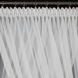 Bijela zavjesa 400x250 cm s ukrasnom čipkom i vezicom - CAROLINE