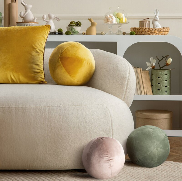 Ukrasni jastuk, kugla O 24 cm od baršuna s kontrastnim rubom Gaja  