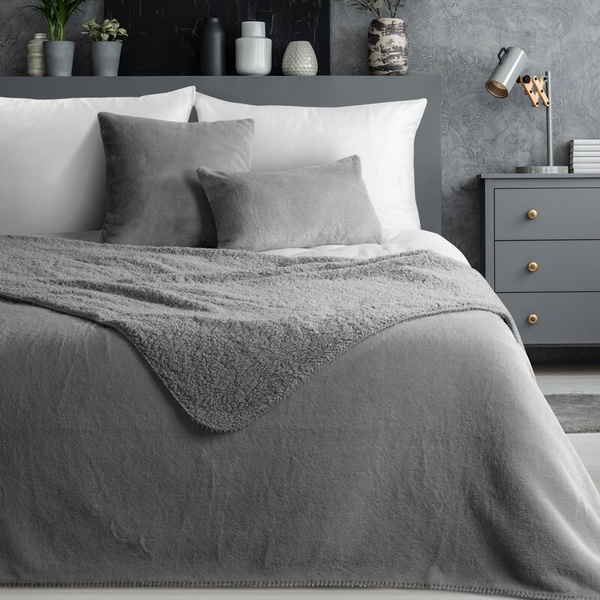 Zimska deka 170x210 cm, dvostrani prekrivač od ugodnog krzna i tkanine s uzorkom janjeće kože, NINA Premium