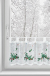 Bijelo-zelena kuhinjska zavjesa od gaze s božićnim printom, 150x30 cm - Xmas 4