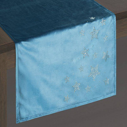 Trkač za stol božićni tamnoplavi baršunasti stolnjak ukrašen aplikacijom od štrasa 40x140 Dalia