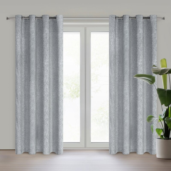 Zavjesa od mat tkanine s melange efektom, 140x250 cm, s ušicama - ADELINA