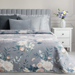 Lagani baršunasti prekrivač za krevet 170x210 cm ukrašen cvjetnim printom ROSITA