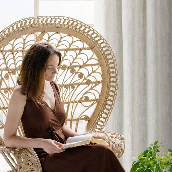 Zavjesa od tkanine s lanom  u eko stilu 140x300 trakasta Judita