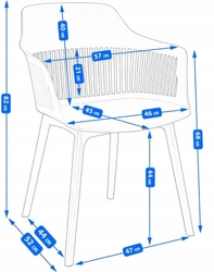 Plastična vrtna stolica s naslonima za ruke, vrlo čvrsta stolica, crno-bijela boja