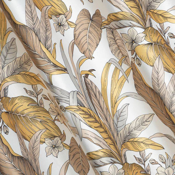 Zavjesa od mekanog baršuna s printom cvijeća i lišća 140x250 Bari