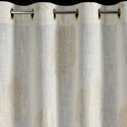 Zavjesa od prirodnog tkanja ukrašena konveksnim uzorkom drveća, 140x250 cm - SALINA s dodatkom lana