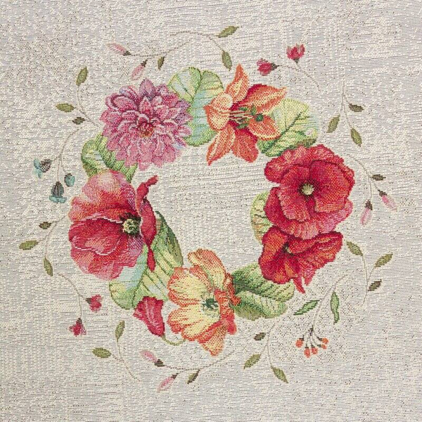 Goblen stolnjak ukrašen tkanim cvjetnim motivom 100x100