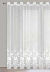 Bijela zavjesa od fine mreže ukrašena izvezenim cvijećem, 350x250 cm, NATALI 