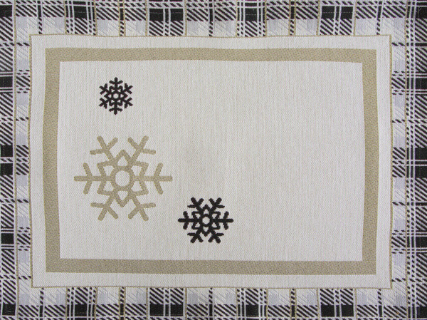 Podmetač s motivom zlatne pahulje i ukrasnim kariranim rubom od goblena 35x45 Angel