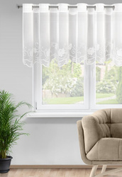 Kratka bijela zavjesa od fine mreže ukrašena suptilnim vezom, 350x70 cm - LETI