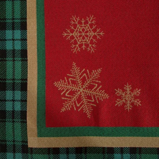 Stolnjak goblen s motivom zlatne pahulje i ukrasnim kariranim rubom 90x90 Cherry