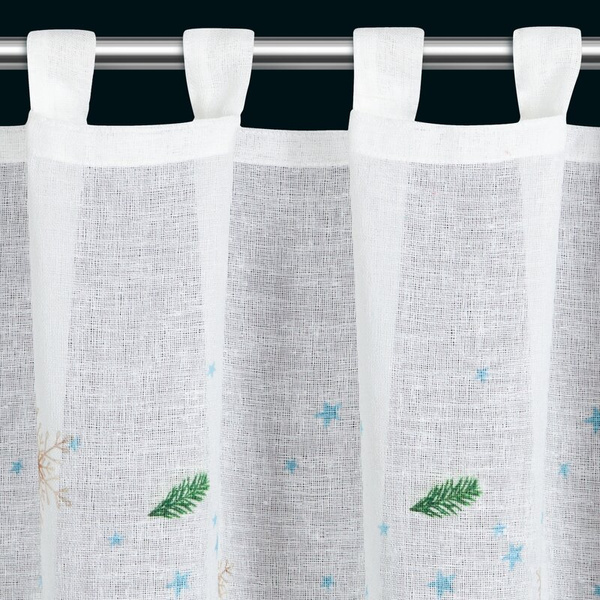 Bijelo-zelena kuhinjska zavjesa od gaze s božićnim printom, 150x90 cm - Xmas 4