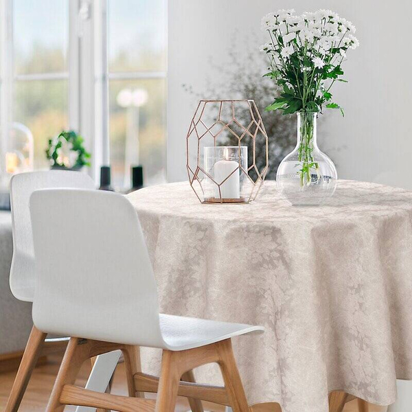 Okrugli stolnjak s motivom cvijeća izvezenim srebrnim koncem ∅ 150 Ines 6