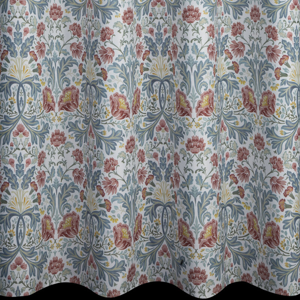 Bijelo-bordo zavjesa za zamračivanje s cvjetnim printom, 135x250 cm- ASHLEY