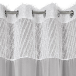 Svjetlosiva zavjesa s trakom od tkanine ukrašenom lepršavim moher koncem i voalom 140x250 Amira