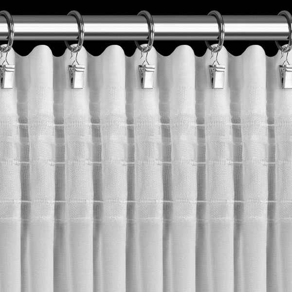 Bijela šifonska zavjesa ukrašena 3D aplikacijom ruže, 400x160 cm, traka - Roses- Eva Minge