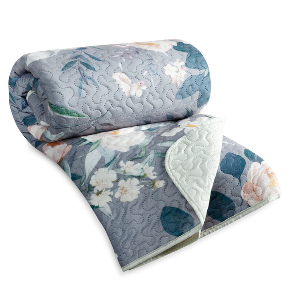 Lagani baršunasti prekrivač za krevet 200x220 cm ukrašen cvjetnim printom ROSITA