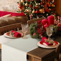 Božićni stolnjak za stol od karirane jacquard tkanine sa zlatnim koncem 40x140  Flash 