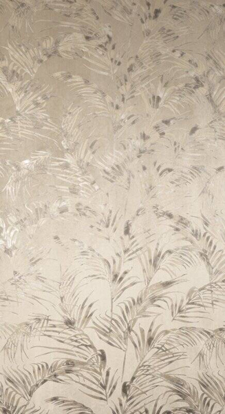 Zavjesa od mekog baršuna s metalik printom s motivom palminog lišća 135x270 Debra