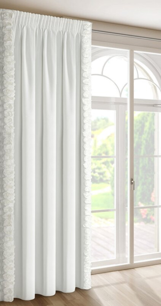 Ekskluzivna baršunasta zavjesa ukrašena 3D aplikacijom ruže 140x270 cm traka - ROSES Eva Minge