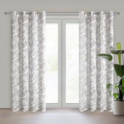 Zavjesa od tkanine s dodatkom lana, ukrašena printom, 140x250 cm,