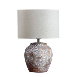 Stolna lampa krem/smeđa ELIA 01 28x43 na keramičkoj podlozi s abažurom od mat tkanine
