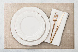 Set od 4 zlatne stolne prostirke ukrašene izlizanim uzorkom, 30x40 Colette