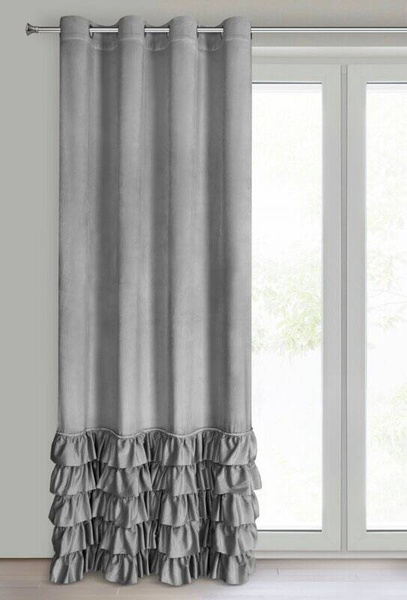 Gotova baršunasta zavjesa s volanima i ukrasnim kamenčićima Carli 140 x 250 cm