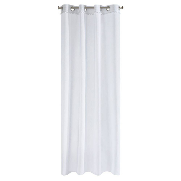 Bijela zavjesa s pomponima 140x250 Timon