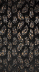 Crna zavjesa od mekog baršuna sa sjajnim printom palminog lišća 140x250 Gloria 