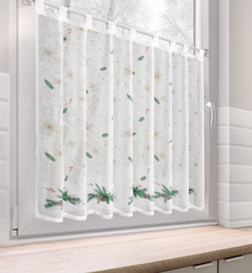 Bijelo-zelena kuhinjska zavjesa od gaze s božićnim printom, 150x90 cm - Xmas 4