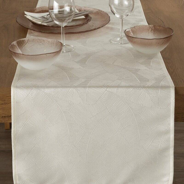 Krem nadstolnjak 40x140 sa jacquard uzorkom listova banane Isla