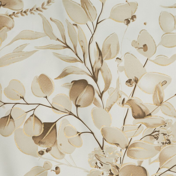 Bež i zlatna zavjesa za zamračivanje s cvjetnim printom i sjajnim detaljima, 140x250 cm - OLENI
