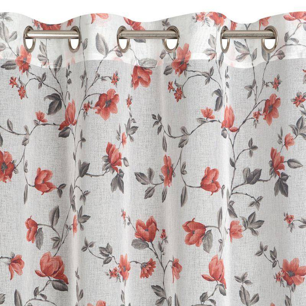 Zavjesa sa cvjetnim printom od svijetlog, poluprozirnog etamina 140x250 Jenny