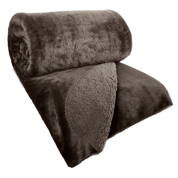 Zimska deka 170x210 cm, dvostrani prekrivač od ugodnog krzna i tkanine s uzorkom janjeće kože, NINA Premium