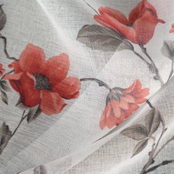 Zavjesa sa cvjetnim printom od svijetlog, poluprozirnog etamina 140x250 Jenny