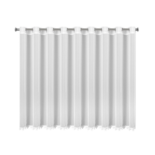 Bijela šifonska zavjesa ukrašena izvezenom aplikacijom, 400x140 cm, LILI