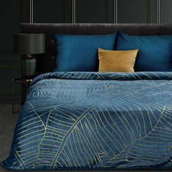 Flano deka, pokrivača tamnoplava sa zlatnim tiskom Limited Collection Musa 2 150 X 200 cm