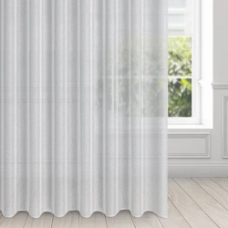 Zavjesa od svijetlog etamina sa srebrnim printom 300x250 cm Loara