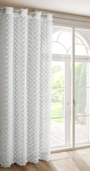 EVA MINGE gotova zavjesa 135x250 od šifonske tkanine ukrašena pomponima s dodatkom sjajnog konca AURELIA 