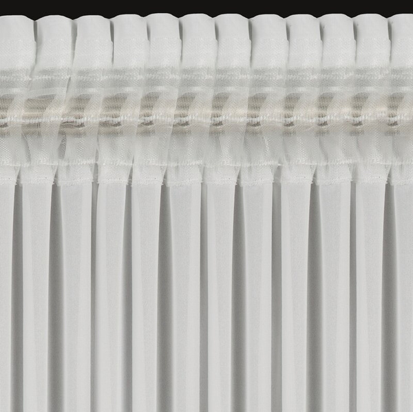 Bijela šifonska zavjesa ukrašena aplikacijom, uključena s uzicama, 400x160 cm - LORETA