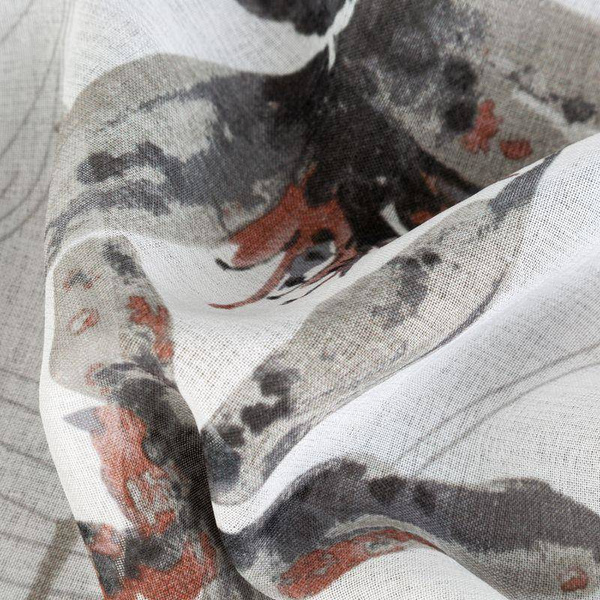 Zavjesa od etamina s printom egzotičnog lišća, polprozirna 140x250 Aida