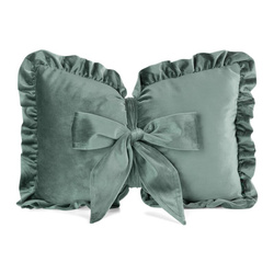 Baršunasti jastuk s punjenjem u obliku mašne 55x35 cm, obrubljen volanima,