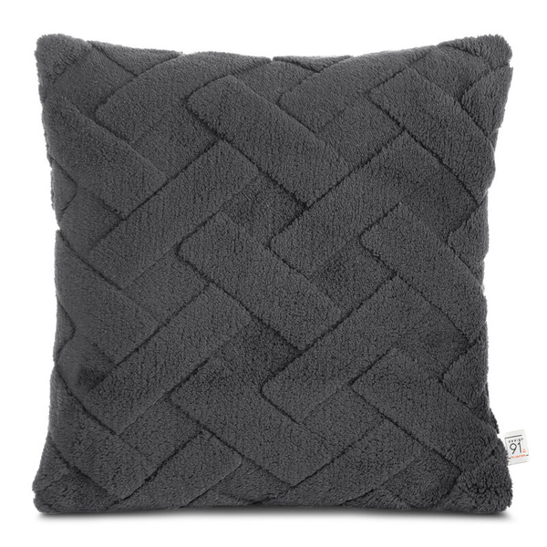 Jastučnica 45x45 cm srebrna od mekog pliša ukrašena reljefnim uzorkom CARO 