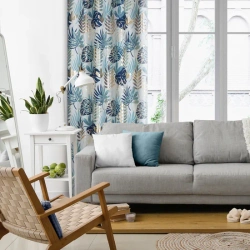 Zavjesa 140x250 s motivom egzotičnog lišća i sjajnim printom Malta